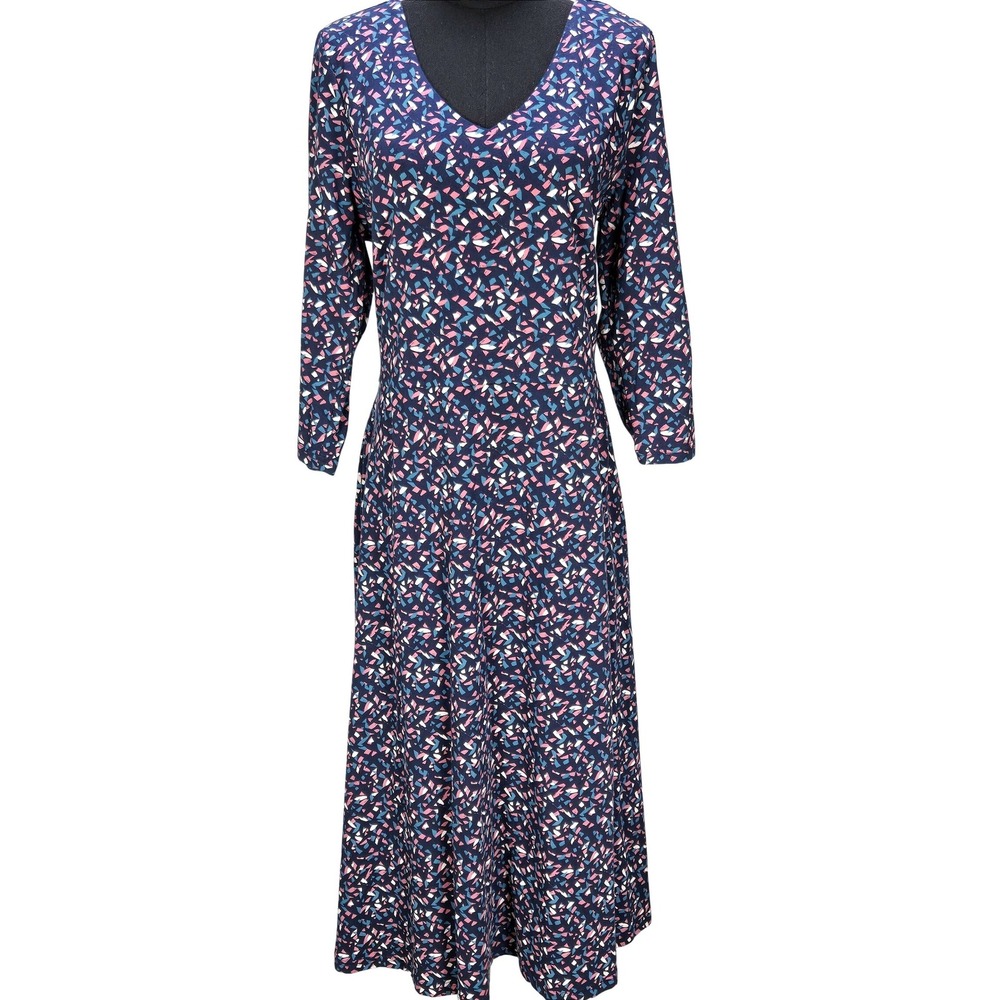 Women's Pact XXL 100% Organic Cotton V-Neck Long Sleeve Midi Pocket Dress Boho